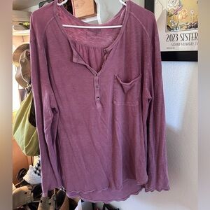 We The Free Slub Knit Henley long sleeve tee